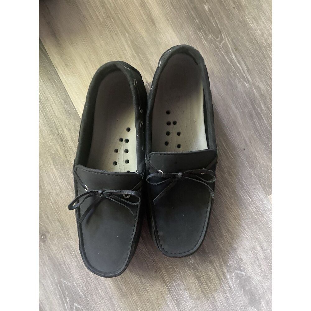 Crocs Shoes Womens W8 Wrap Colorlite Loafer Boat Black Leather Moc Toe - Picture 4 of 14